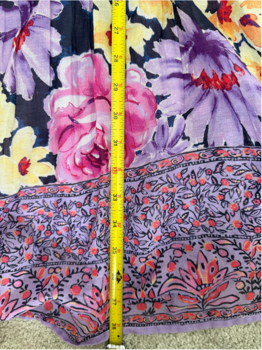 Sundance Fields of Beauty Floral Tiered Mini Dress Purple Boho Medium - Picture 10 of 11